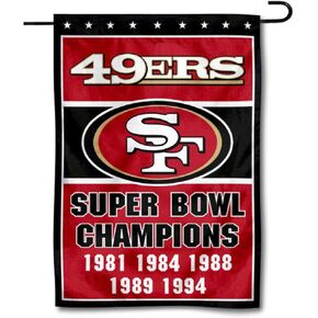 49ers 5 Time Super Bowl Champions Double Sided Garden Flag
