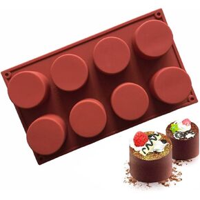 8-Cavity Round Cylinder Soap Mold Cupcake Silicone Mold Handmade Cylinder Mold for Cake, Bread, Cupcake, Cheesecake, Cornbread, Muffin, Brownie, Bakeware Pan Tool etc.