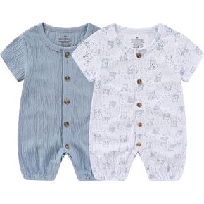Baby Girl Romper Button Jumpsuit Summer Infant Boy Clothes for 0-24 Months
