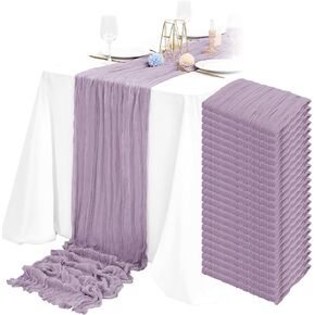 24 Packs Cheesecloth Table Runner,Baby Blue Cheesecloth Table Runners 10Ft Gauze Boho Rustic Table Runners Long Table Runner for Wedding Bridal Shower Birthday Party Table Decor.(20x120 Inch)