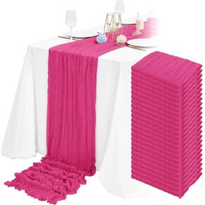 24 Packs Cheesecloth Table Runner,Baby Blue Cheesecloth Table Runners 10Ft Gauze Boho Rustic Table Runners Long Table Runner for Wedding Bridal Shower Birthday Party Table Decor.(20x120 Inch)