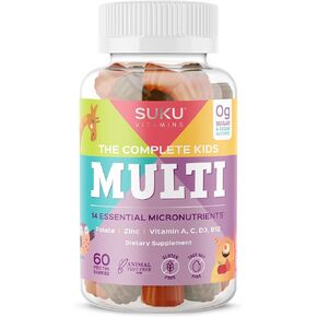 The Complete Kids Multi - Vitamin A, Folate, Zinc Gummies for Immunity Support -Easy to Chew- NonGMO, Allergen Gluten Sugar Free - Tropical Bonanza Flavored Gummy Vitamins - 60 Count