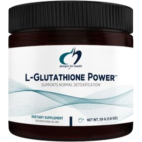 Designs for Health L-Glutathione Power 1000mg - Reduced L-Glutathione Powder Supplement to Support Normal Detoxification - Immune + Antioxidant Support - Easy Mix-in Drink Powder (50 Servings / 50g)