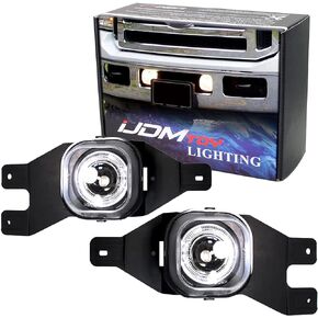 iJDMTOY Projector Fog Lights w/LED Halo Rings Compatible With 1999-2004 Ford F-250, 2001-2004 Ford F-350 F-450 F-550 Super Duty & Excursion