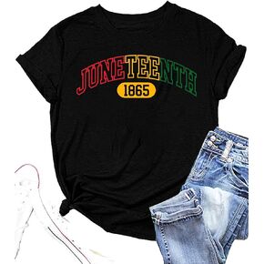 Womens Juneteenth Shirts 1865 Graphic Tee Black History Tshirts Black Culture Tee Vintage Melanin Tops