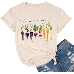 Let's Root for Each Other Plants Shirt for Women Novelty Vegetable Graphic Gardening Tees Funny Plant Lover T-Shirt