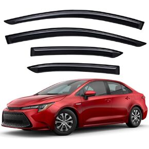 Lightronic WV94718 Outside-Mount Side Window Deflectors & Visors/Rain Guards, Dark Smoke, 4-Pieces Set, Fits 2020-2023 Toyota Corolla Sedan (EXCLUDES Hatchback)