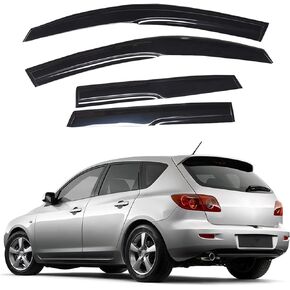 Window Vent Visors Shade Sun Rain Wind Guards Deflectors Cover Acrylic Outside Replacement for Mazda 3 Hatchback 2004-2009