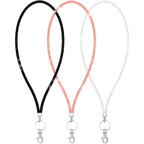 ID Card Lanyard Strap, Bling Crystal ID Card Holder with Bling Badge Holder, Pack of 10