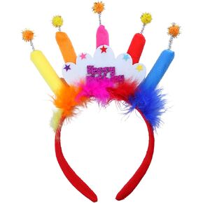 Needzo Happy Birthday Headband for Women, Colorful Candle Boppers, Party Accessories, One Size Fits Most