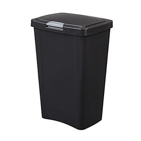 Sterilite 13 Gallon TouchTop Wastebasket w/ Lid, Opens with Touch, Trash Can for the Kitchen or Mudroom, Matte, Black, 4-Pack