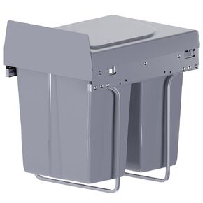 Dual Pull-Out Trash Can Under Cabinet - Garbage Can Pull Out Under Sink with Lid, Slide Out Waste Bin Under Counter Soft-Close, 2 x 20L (10.5 Gallon) Capacity, Durable & Easy Install