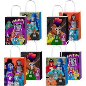 SQDDG 12 قطعة من حقائب هدايا الحفلات ذات علامة الغوريلا مع مقابض، لوازم حفلات أعياد الميلاد بعلامة الغوريلا لديكورات الحفلات ذات علامة الغوريلا in Kuwait