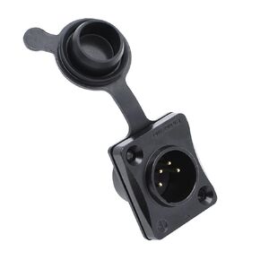 4-Pin XLR Male Jack Panel Mount Jacks with Waterproof Cover,Gold Plated XLR 4 Pin Microphone Audio Jack Connector D Series Size,Black