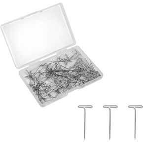 100pcs Wig T Pins, 1.06inch Jewelry T Pins Metal Sewing Pins for Wig Sewing Jewelry Hanging Picture Blocking Knitting Modelling and Crafts