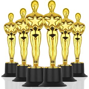 Gold Award Trophies，6" Gold Award Statues, Pack of 6 Mini trophies, Plastic Trophy Award for Competition,Events, Sports, Party Decorations,Award Ceremony and Appreciation Gift