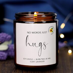 Sympathy Gift, Sympathy Gifts for Loss of Loved One, Thinking of You Gifts for Women, Bereavement Gift Ideas - No Words Just Hugs Candle - Sympathy Cards Sympathy Candle Condolence Gifts Get Well Soon