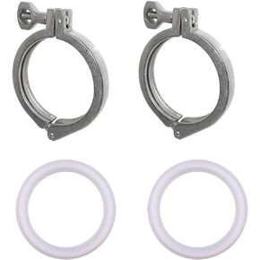 Tri-clamp Single Pin Heavy Duty Tri Clamp with Wing Nut for Ferrule TC 1.5" with Silicone Gasket Set Stainless Steel 304 2set