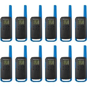 موتورولا سولوشنز، محمول FRS، T270، Talkabout، راديو ثنائي الاتجاه، قابل لإعادة الشحن، 22 قناة، 25 ميل، أسود وأزرق، 12 حزمة in Kuwait
