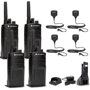 4 x Motorola RMV2080 On-Site 2-Way Business Radio (RMV2080) + 4 x HKLN4606 Remote Speaker Mic