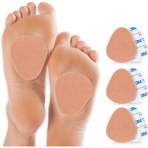 Metatarsal Pads for Men and Women, Ball of Foot Cushions | Felt Metatarsal Pads Reduce Forefoot Friction, 1/4" Thick - 6 Pairs, Skin Color