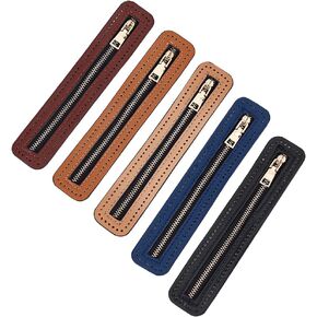WADORN 5 Colors PU Leather Zipper, Handbag Sewing Zipper Frames with Hole Rectangle Zipper Bulk Coil Zipper Fixed Frame for DIY Bag Jeans Shoes Handicraft Accessories, 7.1x1.4 Inch