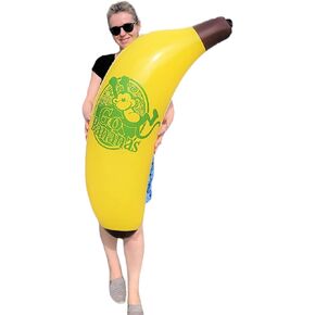 Cool Yellow Inflatable Banana (44") Vinyl. Safe Inflate Fruit. Pool Toy. Party Decoration.