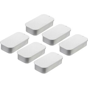 uxcell Metal Tin Box Containers, 6Pcs 3.5x1.8x0.8 Inch Silver Mini Portable Metal Slide Top Tin Containers for Jewelry Crafts
