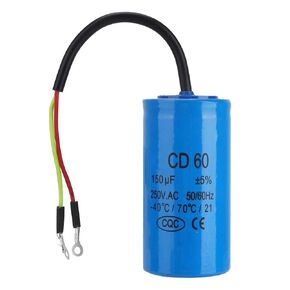 CD60 Run Round Capacitor with Wire 250V AC 150uF 50/60Hz for Motor Air Compressor