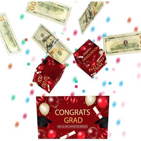 Graduation Explosion Money Box, Money Surprise Box Explosion Party Gift, Bounces Cash Exploding Money Boxes with Confetti, Pop up Gift Boxes Money Pull Box for Graduation Party-MQ9-1 in Kuwait