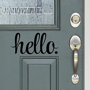 | Hello Wall Decal | Wall Decor Sticker | Hello Door Decal Vinyl Lettering for Front Door | Country Cottage Décor | Hello Sticker for Door | 9 x 4 Inch Appx | Black | VC-397