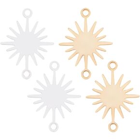 Beebeecraft 40Pcs 2 Colors Sun Link Connector Charms 18K Gold & Sterling Silver Plated 2-Hole Pendant for DIY Bracelet Necklace Earring Jewelry Making