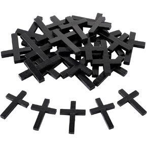 24 Pieces Natural Wooden Cross Wood Cross Pendants Mini Cross Beads for DIY Crafts Jewelry Making (Wood Color)