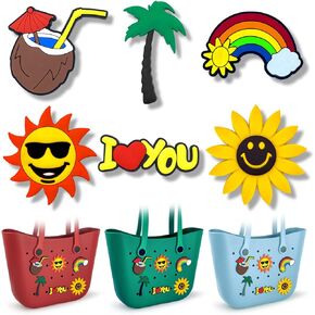 6 Pack Bogg Bag Charms - 3" Decorative Bogg Charms - Beach Tote Bag Accessories for Bogg Bag, Simply Southern