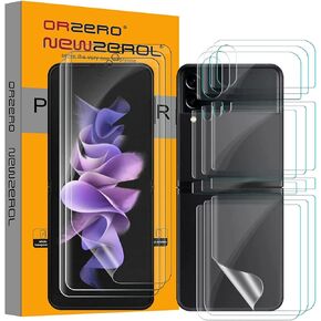 Orzero (3 Sets 12 Packs) Compatible for Samsung Galaxy Z Flip 3 5G Soft TPU Screen Protector, Protector De Pantalla High Definition Premium Quality Edge to Edge (Full Coverage) Bubble-Free