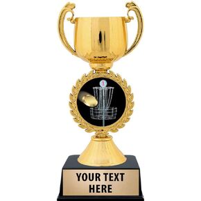 Crown Awards Personalized Disc Golf Trophy, 7.25" Gold Cup Disc Golf Trophies with Free Custom Engraving Prime