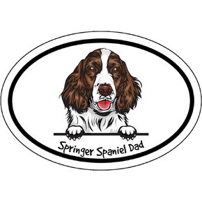 WickedGoodz Oval Springer Spaniel Dad Vinyl Decal - Spaniel Dog Bumper Sticker - for Laptops Tumblers Windows Cars Trucks Walls