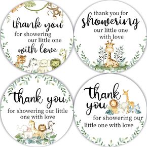 80 Pcs Cute Woodland Adventure Baby Shower Thank You Stickers - Charming Forest Animal Sticker Set for Enchanting Woodland Creatures Themed Baby Shower and Birthday Party Favors