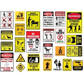 Funny Warning Sign Text Aesthetic Happy Planner Diary Journal Stationery Scrapbooking Clipping Stickers Travel Art Supplies