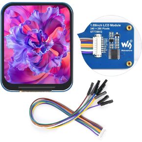 Waveshare 1.69inch LCD Display Module, Compatible with Raspberry Pi Series Board, 240×280 Resolution, SPI Interface, IPS, 262K Colors