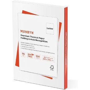 MUNBYN Thermal Printer Paper 8.5 x 11 Inch, Single Sheet Non-Continuous, US Letter Size Thermal Paper 200 Sheets, Compatible with ITP01/A40 Portable Thermal Printer