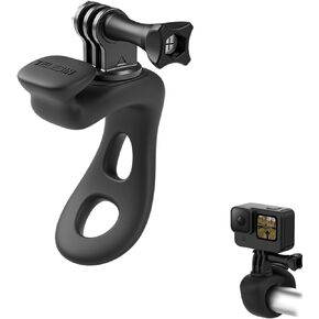 حزام مرن مرن لكاميرات الحركة، حامل عصا قضيب مقود الدراجة النارية متوافق مع Go-Pro، Action 4، Ins-ta360 Ace Pro/ X3، دعامات سيليكون قابلة للتعديل (أسود)