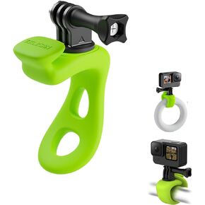 Flexible Elastic Strap for Action Cameras, Bike Motorcycle Handlebar Tube Roll Bar Stick Holder Compatible with Go-Pro, Action 4, Ins-ta360 Ace Pro/ X3, Adjustable Silicone Brackets (Black)