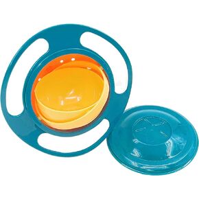 Magic Gyro Bowl 360 Degree Rotating for Kids, Non-Spill Rotating Snack bowl with Lid, BPA Free Plastic, Dishwasher Safe (Dark Blue), Small