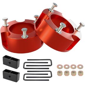 EVIL ENERGY 3 inch Front and 2 inch Rear Leveling Lift Kit For Toyota 2005-2023 Tacoma 2WD 4WD (6 lugs only) 2003-2023 4Runner and 2007-2015 FJ Cruise, Suspension Forged Strut Spacers Red