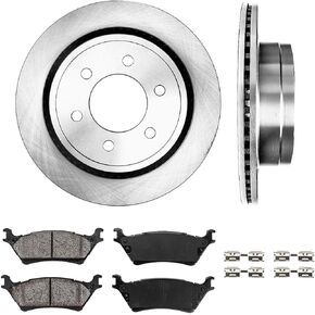 Callahan Rear Brake Kit for 2012-2020 Ford F-150 Replacement 2013 2014 2015 2016 2017 2018 2019 Disc Brake Rotors Ceramic Brakes Pads 6 Lugs: 13.70" inch Rotor