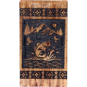 Wooden Urn for Human Ashes, Rosewood Funeral Cremation Urn for Ashes - Sea fish pattern Wooden Urns Hand-Crafted (Beechwood, Large - 11H x 6W (250 Cu/in)) - Cremation Urns for Human Ashes Adult