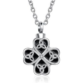 Celtic Knot Urn Necklace for Ashes Lucky Clover Cremation Jewelry Memorial Keepsake Pendant