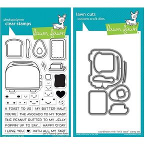 Lawn Fawn - Toaster Themed Stamp & Die Set - Let's Toast - 2 Items