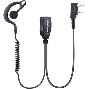 2-Pack Walkie Talkie Earpiece, 3.5mm/2.5mm 2-Pin G Shape Walkie Talkie Headset with PTT Mic, Compatible with Kenwood Bao Feng Two-Way Radios